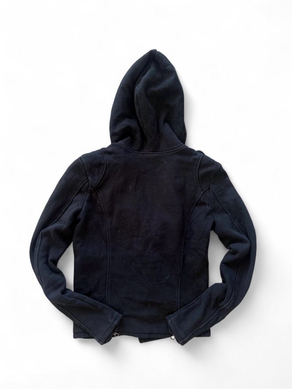 2000s Aeropostale Women's Black Hooded Moto-Style Jacket - Picture 4 of 4